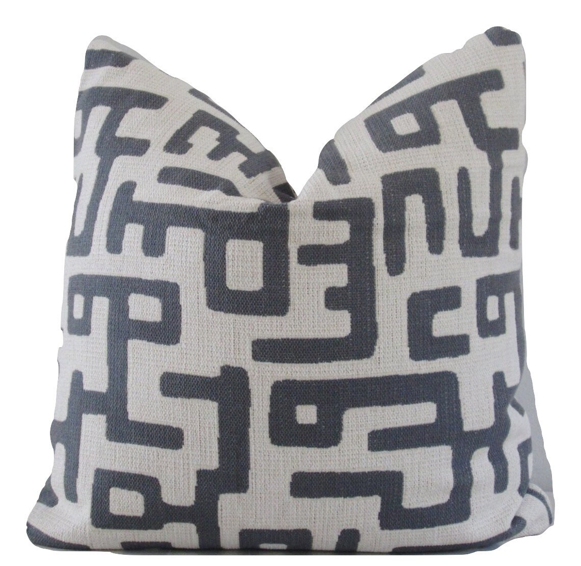Charcoal Kuba Decorative Pillow Cover Zanzibar Square Throw Pillow In Ivory