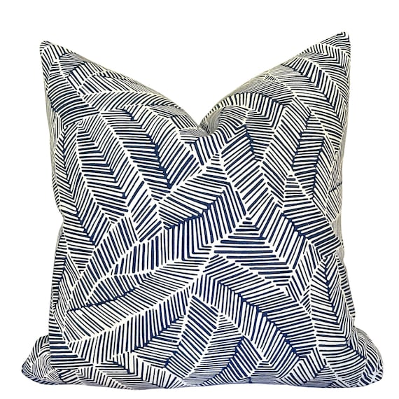 Schumacher Abstract Leaf Pillow Cover Abstract Leaf Navy Linen Pillow Cover 20x20 22x22 Throw Pillow 20 22 24 26 Euro Lumbar Etsy