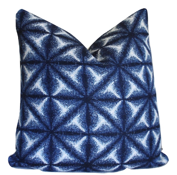 Thibaut Indigo Pillow Cover Thibaut Zig Zag Shibori Print Pillow Cover