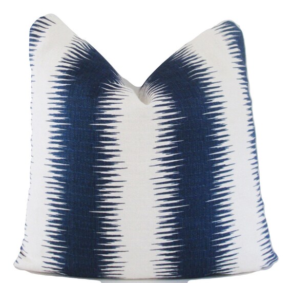Navy Ikat Pillow Cover 18x18 20x20 Square Throw Pillow Etsy