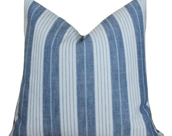 Schumacher Stripe Pillow Cover // Schumacher Horst Blue Striped Decorative Throw Pillow 22x22  18 20 22 24 26 Euro M