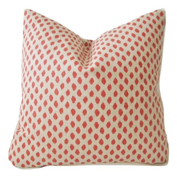 Cubierta de almohada de coral punteada // Encaje Sahara Geranium Natural Throw Pillow 20x20 22x22 Accent Pillow 18 20 22 24 26 Euro