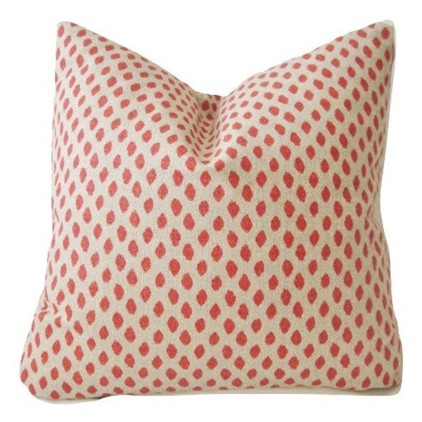 Dotted Coral Pillow Cover // Lacefield Sahara Geranium Natural Throw Pillow 20x20 22x22 Accent Pillow 18 20 22 24 26 Euro