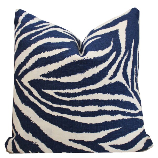 Navy Zebra Pillow Etsy