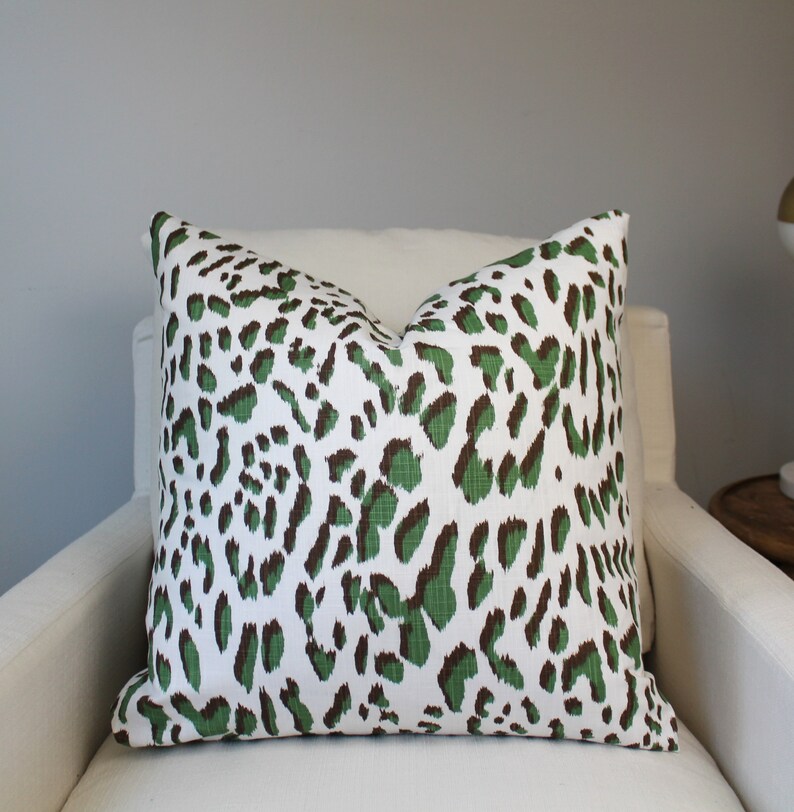 Animal Print Pillow Cover // Green White Animal Print Etsy