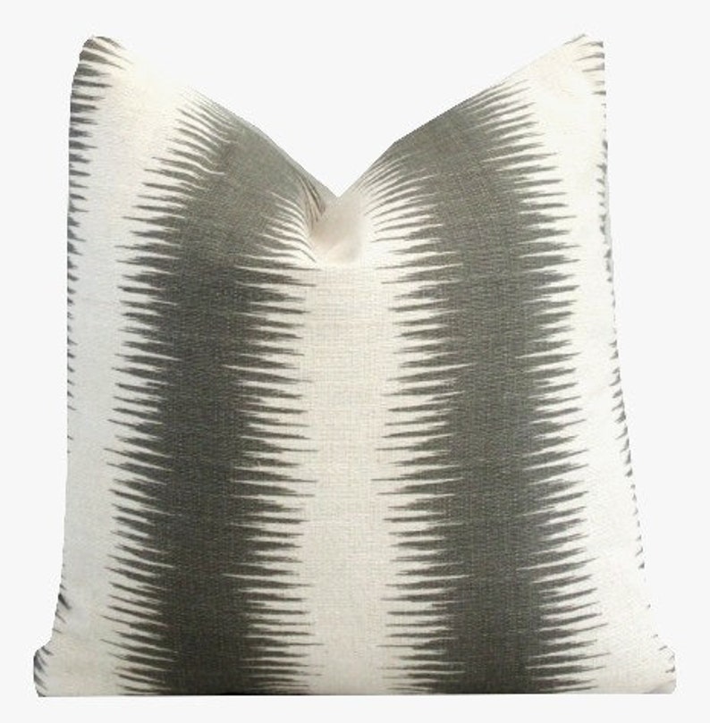 Grey Ikat Pillow Cover 18x18 20x20 Square Throw Pillow Etsy