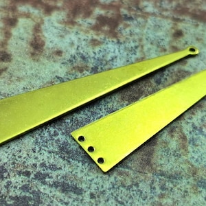 Triangle Raw Brass Dangle, 13x60mm, 0.80mm thick, Three holes Dangle, DIY Jewelry Making, Earring Supply, Findings