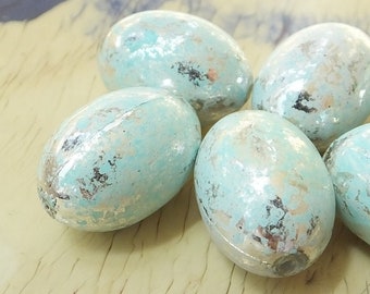 Verdigris Oval Beads , Vintage German Beads , 20x14 mm , Lucite Beads