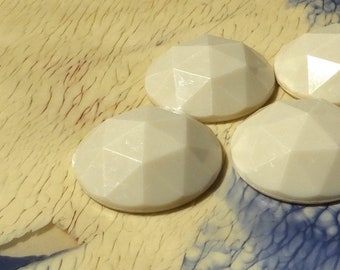 Vintage German cabochon (10pcs) (22mm) , Faceted lucite cabs , Circle flatback cabs , Plastic cabs