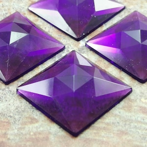 Transparent Purple Pyramid Square Cabs (10 pcs), vintage German Cabochon , Plastic Square Cabs , 29mm , Conclusions,Fournitures , Approvisionnement