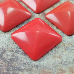 cabochons carrés vintage ( 6 pcs ) , cabines Lucite 28mm , fournitures de bijoux vintage - sq12