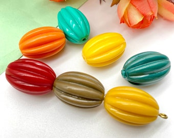 Fluted Oval Beads (20 pcs) , 20mm Vintage Carved Acrylic Beads , Craft Supplies , Vintage German Beads - cbfo