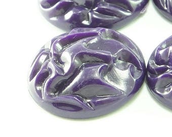 Purple Carved Vintage German Cabochon , Plastic Cabs , 25 mm ( 8 psc )