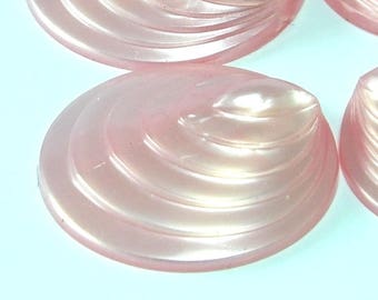 Vintage Cabs , Carved Pink Cabochons , Detailed Round with on Line Cabs , Plastic Cabochons , 27mm ( 10 Pcs )