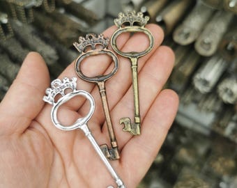 Antiqued Bronze Skeleton Key Pendants, Ornate Key, Antique Key