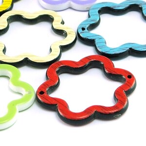 Flower Hoops Acrylic Flower Connector Beads ,2 holes, 29 mm Plastic Lucite Beads  , Flower Pendants , choose colour