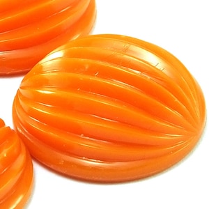 Orange Circle Carved Vintage German Cabochon , Plastic Cabs , 24 mm 8 psc image 1