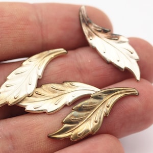 100 pcs  Vintage Leaf Cabochon , 31x11 mm Leaf Shape German Cabochon - cb061