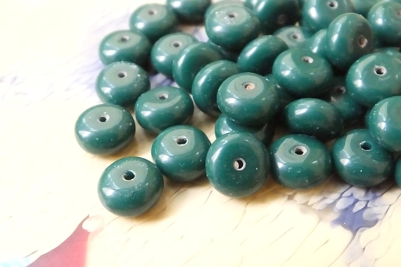 100pcs Findings Lucite Beads 7mm Vintage German Beads Tiny Green Beads Vintage Rondella Beads