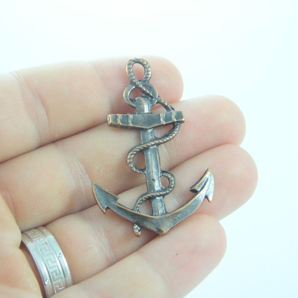 2 ps Antique Copper Tone  Findings ,  Metal Anchor Pendant Charms , Jewelry Findings , 50 mm