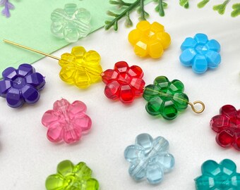 High Quality Flower Beads ( 25 pcs ) , 10mm Vintage German Beads , Clear Spacer Beads , Lucite Daisy Beads