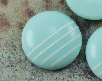 Vintage Blue Plastic Lucite Cabochons With White Line ( 4 pcs ) ( 23 mm ) - v4c