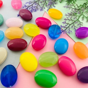 Oval Acrylic Beads ( 20 pcs ) , 18mm Vintage Lucite Beads , High Quality Beads , Vİntage Earring Supplies