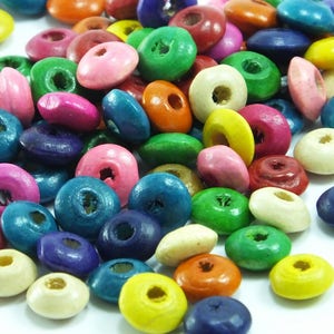 200 pcs 8x3 mm multi color  wood beads , oval shaped wood beads  -ab183