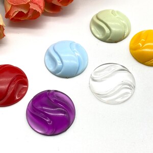 Cabujones Lucite vintage (8 piezas), cabinas de plástico alemanas de 22 mm, centros de espalda plana