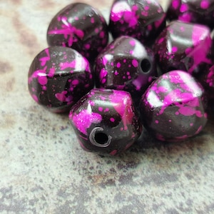 12mm black- purple  acyrlic round unshaped beads , jewelry supplies, findings (20psc)