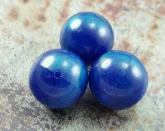 Pearl AB Vintage Round Beads (10 pcs) , 20mm  AB Beads , Large Plastic Beads , German Lucite Beads