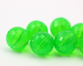 8 pcs Round Green  Beads , Vintage German Beads , 18mm ,  Lucite Beads  - bk318