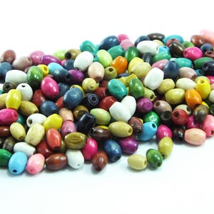 500 pcs 6x4 mm multi color  wood beads , tube  wood beads , small mixed beads  -ab200