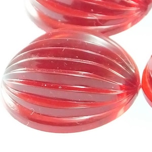 Transparent Red Circle Carved Vintage German Cabochon , Plastic Cabs , 24 mm ( 8 psc )