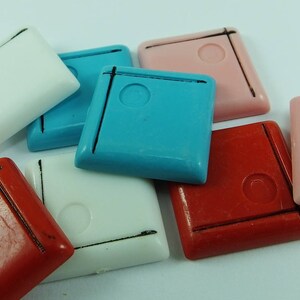 5 pcs Square Cabs, cabochon allemand vintage , Plastic Square Cabs , 25 mm , Résultats, Fournitures , Supply -nw