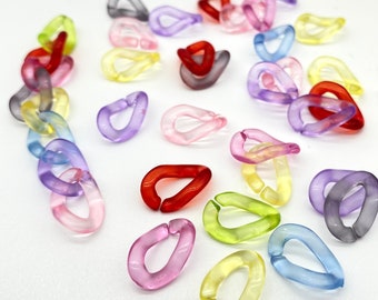 Plastic Chain Links - 16mm Clear Colorful Plastic or Acrylic Chain Links - Mixed Colors - 100 pc set Pastel Color Chain links