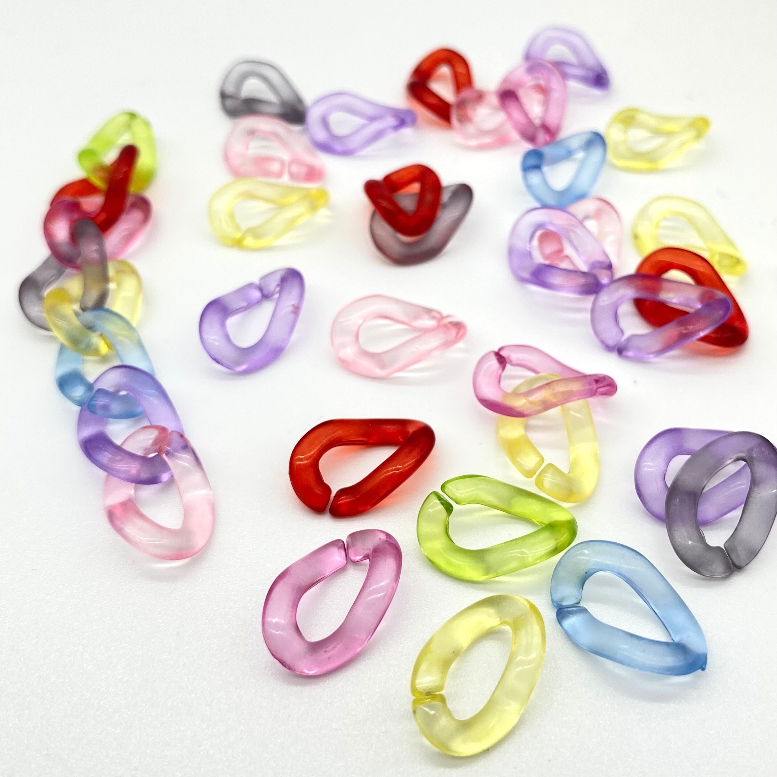 Plastic Chain Links 15mm Bright Colorful Plastic or Acrylic Chain Links  Mixed Colors 200 Pc Set 