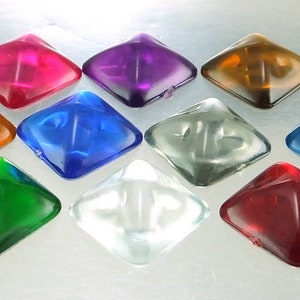 Cabines carrées pyramidales transparentes (10 pcs), cabochon allemand vintage, cabines carrées en plastique, 16 mm, résultats, fournitures, approvisionnement