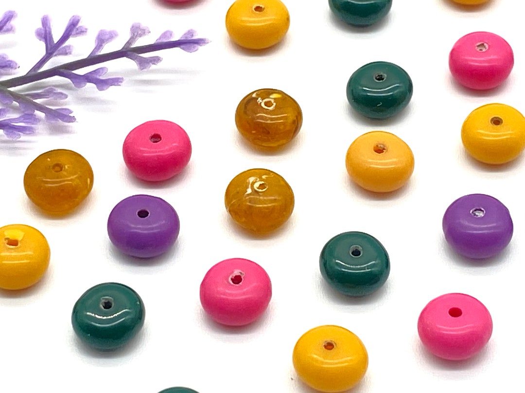 Vintage Rondelle Spacer Beads 50 Pcs , 7mm Pastel Coin Beads , German