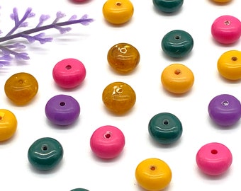 Vintage Rondelle Spacer Beads  (50 pcs) , 7mm Pastel Coin Beads , German Lucite Beads , Wholesale beads