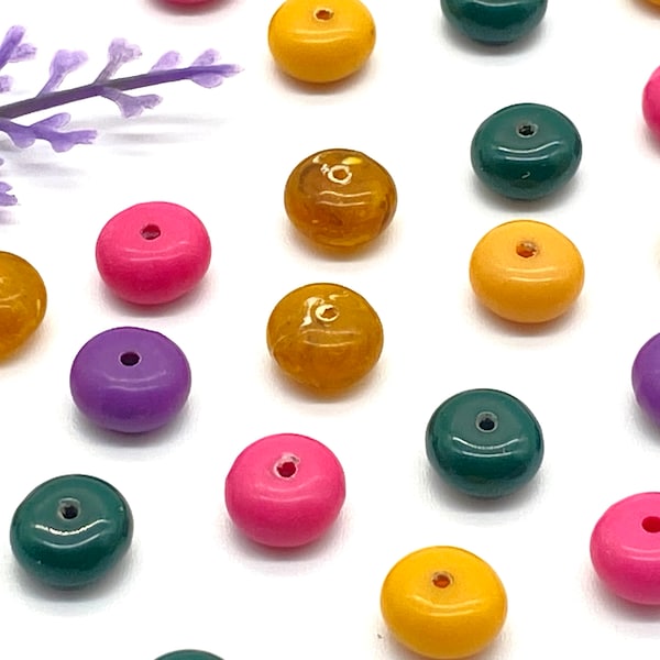 Vintage Rondelle Spacer Beads  (50 pcs) , 7mm Pastel Coin Beads , German Lucite Beads , Wholesale beads