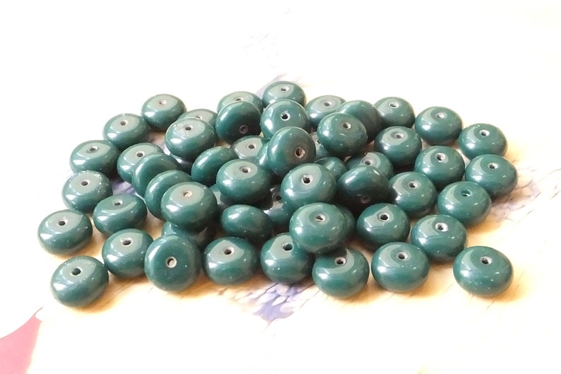 100pcs Findings Lucite Beads 7mm Vintage German Beads Tiny Green Beads Vintage Rondella Beads