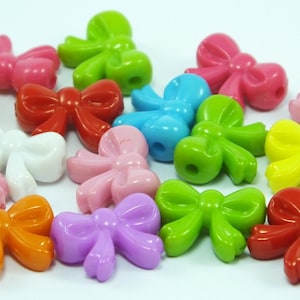 10 pcs Bow Shape Plastic Beads , 20x15 mm Lucite Beads , Mixed Bow Beads  -ag023