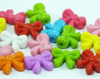 10 pcs Bow Shape Plastic Beads , 20x15 mm Lucite Beads , Mixed Bow Beads  -ag023