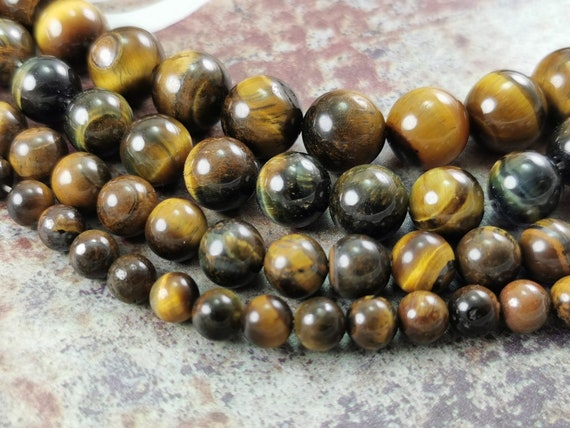 Tigers eye round beads ( 1 Strand ) , Naturel gemstones , Full strand  tigers eye loose beads