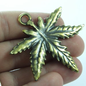 Metal Leaf Charms  Bronze Tone 2 PC 55 mm , Findings ,Pendant  Findings ,Nichel Free - metal art supplies