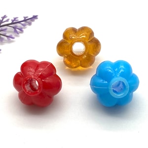Vintage Pumpkin Shape Bead Charming Set of 10 Vintage 1980s West German Plastic Fluted Beads Assorted Colors for Unique Jewelry Making