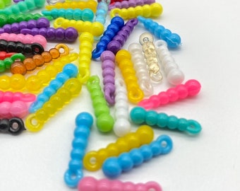 Caterpillar bead - 17mm -Bugle Bead - Multicolor necklace making bead - sport bead - beaded jewelry making bead-Mixed colour