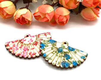 Fan-Shaped Wooden Beads - 47mm - Jewelry Supplies