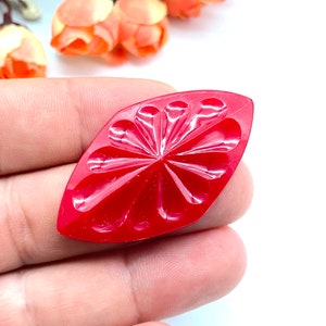 Oval Dark Red Detailed Vintage German Cabochon , Large Cabachons ,Plastic Lucite Cabs , 48x27mm ( 6 psc )